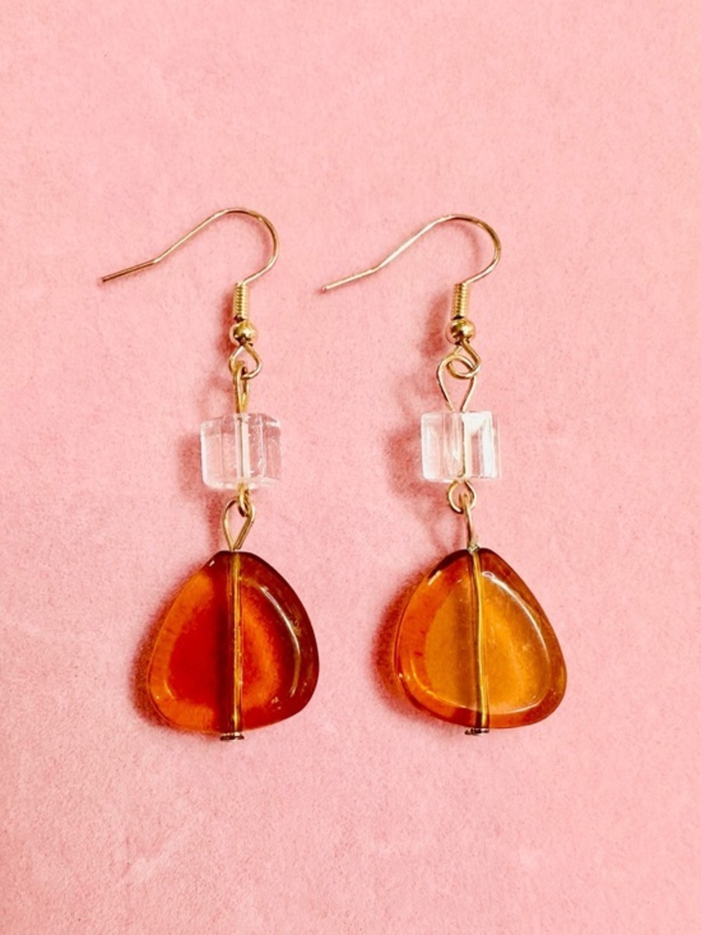 Amber Orange Drop Earrings